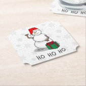 Ho Ho Ho Vrolijk Kerstman Schattige Sneeuwman Kartonnen Onderzetters (Gekanteld)