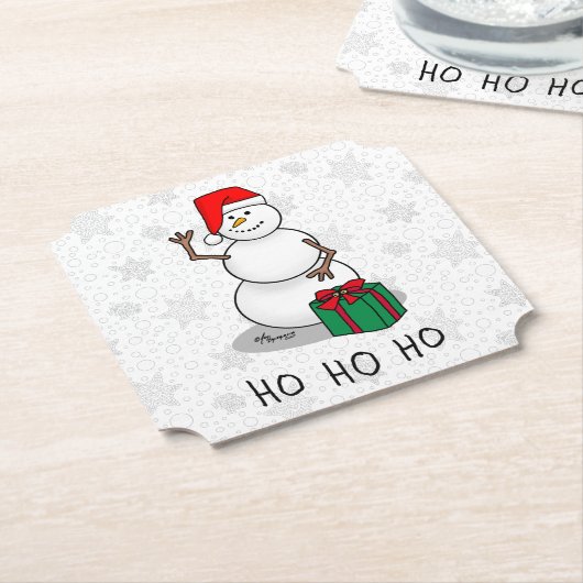 Ho Ho Ho Vrolijk Kerstman Schattige Sneeuwman Kartonnen Onderzetters (Gekanteld)