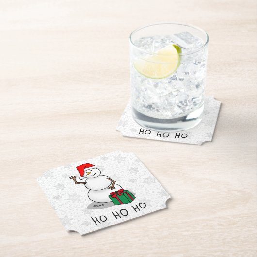 Ho Ho Ho Vrolijk Kerstman Schattige Sneeuwman Kartonnen Onderzetters (Insitu)