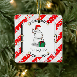 Ho Ho Ho Vrolijk Kerstman Schattige Sneeuwman Keramisch Ornament