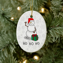 Ho Ho Ho Vrolijk Kerstman Schattige Sneeuwman Keramisch Ornament