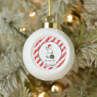 Ho Ho Ho Vrolijk Kerstman Schattige Sneeuwman Keramische Bal Ornament