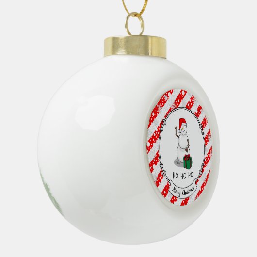 Ho Ho Ho Vrolijk Kerstman Schattige Sneeuwman Keramische Bal Ornament (Links)