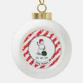 Ho Ho Ho Vrolijk Kerstman Schattige Sneeuwman Keramische Bal Ornament (Voorkant)