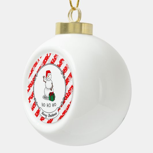 Ho Ho Ho Vrolijk Kerstman Schattige Sneeuwman Keramische Bal Ornament (Rechts)
