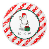 Ho Ho Ho Vrolijk Kerstman Schattige Sneeuwman Keramische Knop (Voorkant)