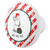 Ho Ho Ho Vrolijk Kerstman Schattige Sneeuwman Keramische Knop (Rechts)