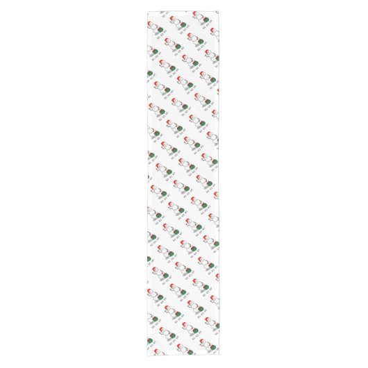 Ho Ho Ho Vrolijk Kerstman Schattige Sneeuwman Korte Tafelloper (Voorkant)