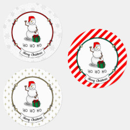 Ho Ho Ho Vrolijk Kerstman Schattige Sneeuwman Labels