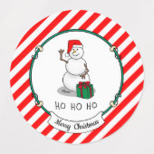 Ho Ho Ho Vrolijk Kerstman Schattige Sneeuwman Labels (Design 2)