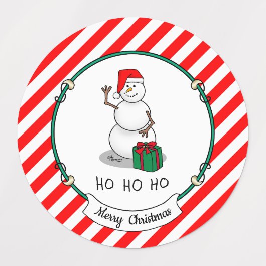 Ho Ho Ho Vrolijk Kerstman Schattige Sneeuwman Labels (Design 2)