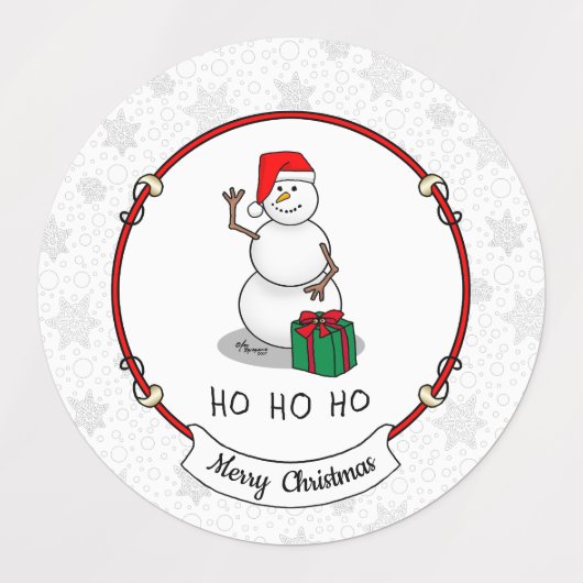 Ho Ho Ho Vrolijk Kerstman Schattige Sneeuwman Labels (Design 1)