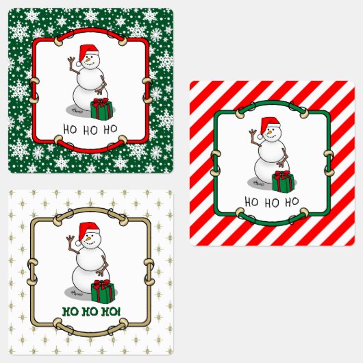 Ho Ho Ho Vrolijk Kerstman Schattige Sneeuwman Labels (Groep)