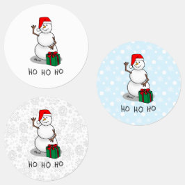 Ho Ho Ho Vrolijk Kerstman Schattige Sneeuwman Labels