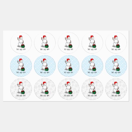 Ho Ho Ho Vrolijk Kerstman Schattige Sneeuwman Labels (Vel)