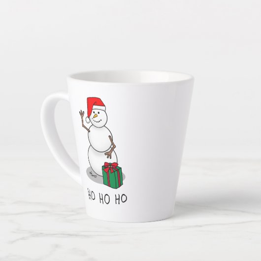 Ho Ho Ho Vrolijk Kerstman Schattige Sneeuwman Latte Mok (Linkerhoek)