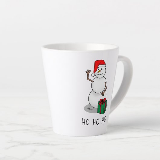 Ho Ho Ho Vrolijk Kerstman Schattige Sneeuwman Latte Mok (Rechterhoek)