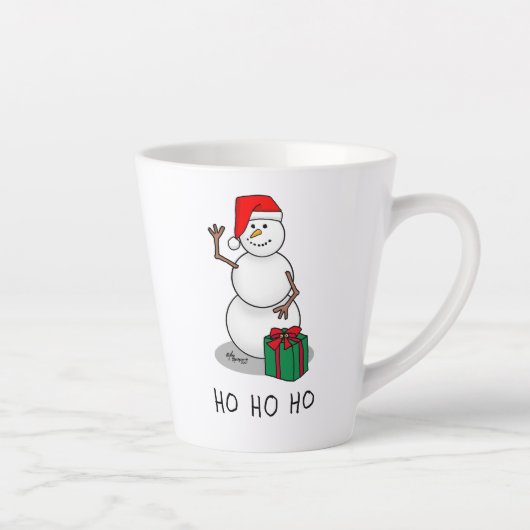 Ho Ho Ho Vrolijk Kerstman Schattige Sneeuwman Latte Mok (Rechts)