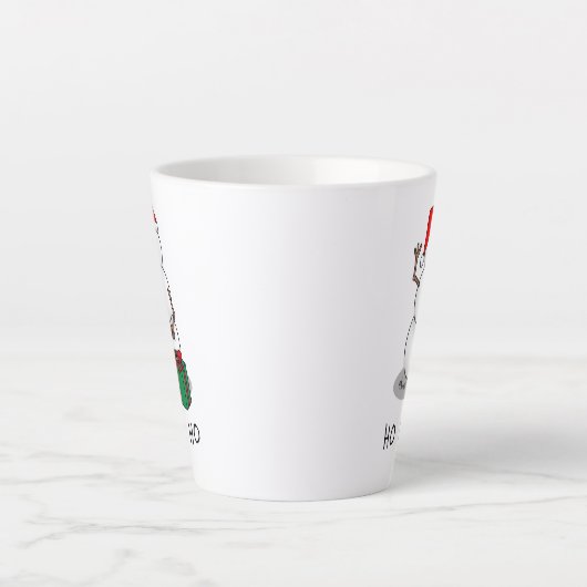 Ho Ho Ho Vrolijk Kerstman Schattige Sneeuwman Latte Mok (Voorkant)