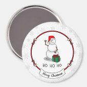 Ho Ho Ho Vrolijk Kerstman Schattige Sneeuwman Magneet (Voorkant / Achterkant)