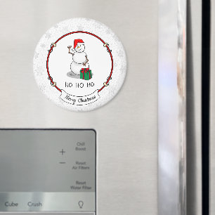 Ho Ho Ho Vrolijk Kerstman Schattige Sneeuwman Magneet