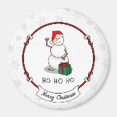 Ho Ho Ho Vrolijk Kerstman Schattige Sneeuwman Magneet (Voorkant)