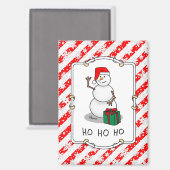 Ho Ho Ho Vrolijk Kerstman Schattige Sneeuwman Magneet (Voorkant / Achterkant)