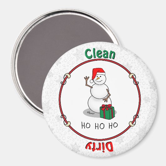 Ho Ho Ho Vrolijk Kerstman Schattige Sneeuwman Magneet (Voorkant / Achterkant)