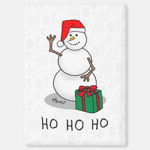 Ho Ho Ho Vrolijk Kerstman Schattige Sneeuwman Magneet