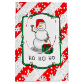 Ho Ho Ho Vrolijk Kerstman Schattige Sneeuwman Medium Cadeauzakje (Voorkant)
