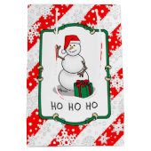 Ho Ho Ho Vrolijk Kerstman Schattige Sneeuwman Medium Cadeauzakje (Achterkant)