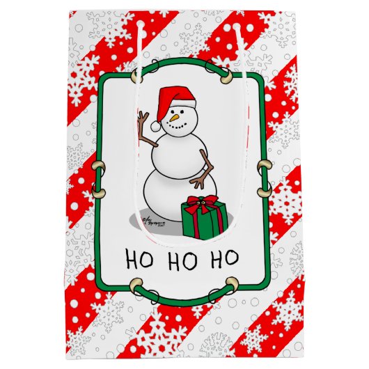 Ho Ho Ho Vrolijk Kerstman Schattige Sneeuwman Medium Cadeauzakje (Achterkant)