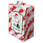 Ho Ho Ho Vrolijk Kerstman Schattige Sneeuwman Medium Cadeauzakje (Achterkant Gekanteld)