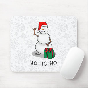 Ho Ho Ho Vrolijk Kerstman Schattige Sneeuwman Muismat