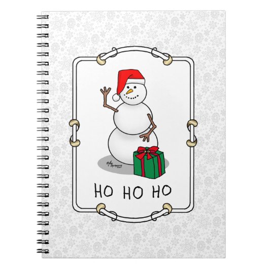 Ho Ho Ho Vrolijk Kerstman Schattige Sneeuwman Notitieboek (Voorkant)
