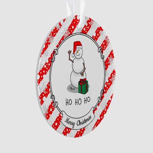 Ho Ho Ho Vrolijk Kerstman Schattige Sneeuwman Ornament (voorkant)