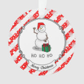 Ho Ho Ho Vrolijk Kerstman Schattige Sneeuwman Ornament (voorkant)