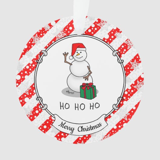 Ho Ho Ho Vrolijk Kerstman Schattige Sneeuwman Ornament (voorkant)