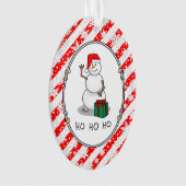 Ho Ho Ho Vrolijk Kerstman Schattige Sneeuwman Ornament (voorkant)