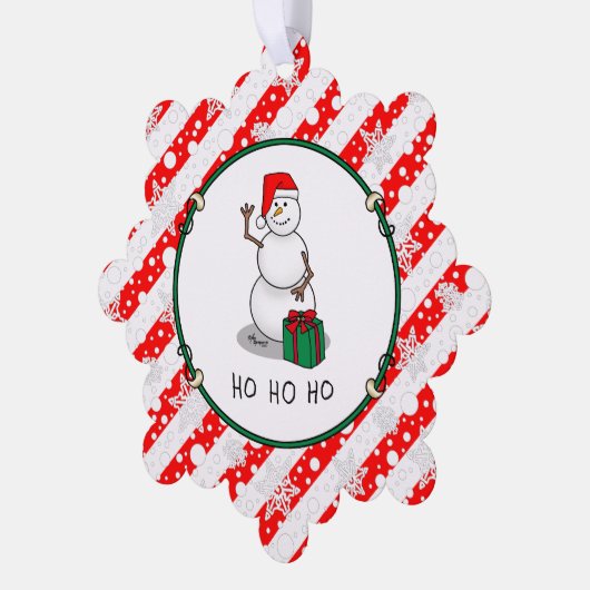 Ho Ho Ho Vrolijk Kerstman Schattige Sneeuwman Ornament Kaart (Links)