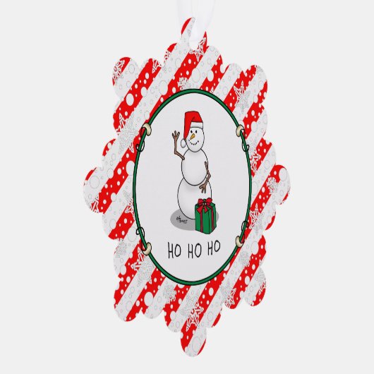 Ho Ho Ho Vrolijk Kerstman Schattige Sneeuwman Ornament Kaart (Rechts)