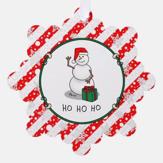 Ho Ho Ho Vrolijk Kerstman Schattige Sneeuwman Ornament Kaart (Voorkant)