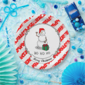 Ho Ho Ho Vrolijk Kerstman Schattige Sneeuwman Papieren Bordje (Feest)