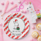 Ho Ho Ho Vrolijk Kerstman Schattige Sneeuwman Papieren Bordje (Feest)