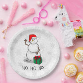 Ho Ho Ho Vrolijk Kerstman Schattige Sneeuwman Papieren Bordje (Feest)