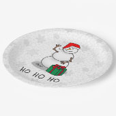 Ho Ho Ho Vrolijk Kerstman Schattige Sneeuwman Papieren Bordje (Gekanteld)