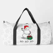 Ho Ho Ho Vrolijk Kerstman Schattige Sneeuwman Plunjezak (Voorkant)