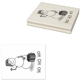 Ho Ho Ho Vrolijk Kerstman Schattige Sneeuwman Rubberstempel