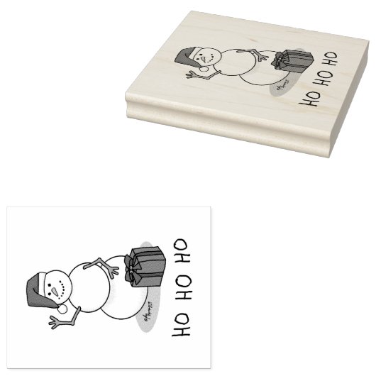 Ho Ho Ho Vrolijk Kerstman Schattige Sneeuwman Rubberstempel (Gestempeld)