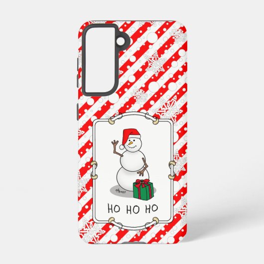Ho Ho Ho Vrolijk Kerstman Schattige Sneeuwman Samsung Galaxy Hoesje (Achterkant)